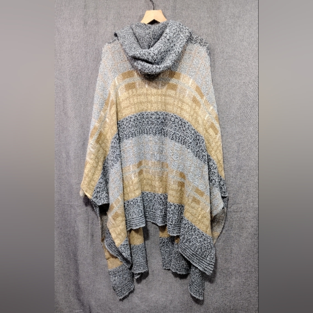 Free People Mercer Open Front Kimono Cardigan Women's OS Gray Tan Boho Alpaca - Picture 6 of 9